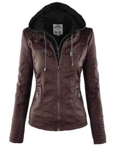 Faux Leather Jacket Women 2022 Hoodies Winter Autumn Motorcycle Jacket Black