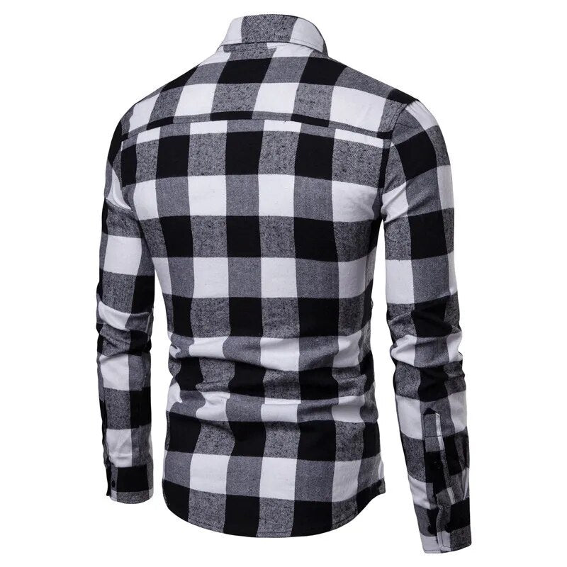 Men's Casual Long-sleeve Checkered Plaid Shirts