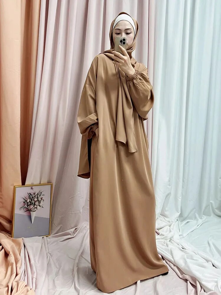 Simple Hooded Abaya Jilbab One Piece Modest Abayas