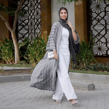 Light Abaya Solid Striped Retro Middle Eastern Saudi Style