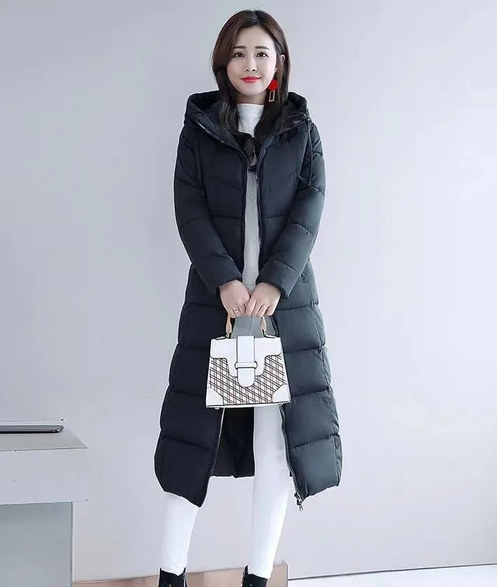 Long Straight Winter Coat Casual Slim Removable Hoodie Plus Size Available