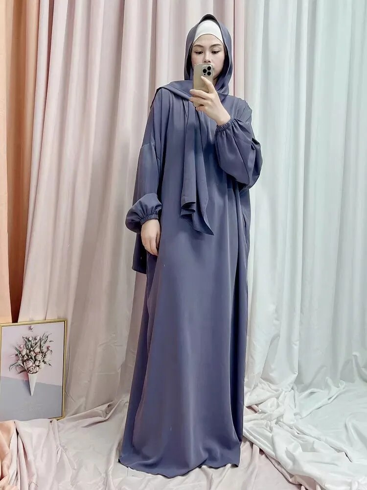 Simple Hooded Abaya Jilbab One Piece Modest Abayas