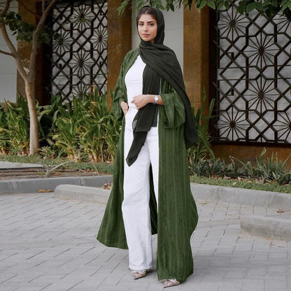 Light Abaya Solid Striped Retro Middle Eastern Saudi Style