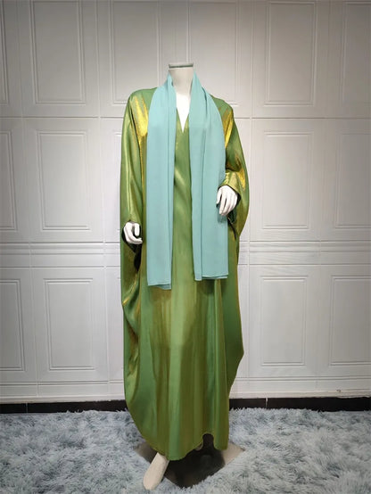 Stunning Modest Moroccan Style Casual Open Abaya Silk Satin