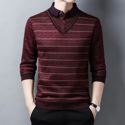 Men's Fleece Mixed Patterns Thick Knitted Sweater