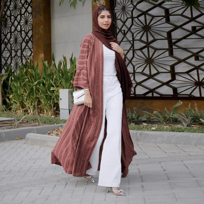 Light Abaya Solid Striped Retro Middle Eastern Saudi Style