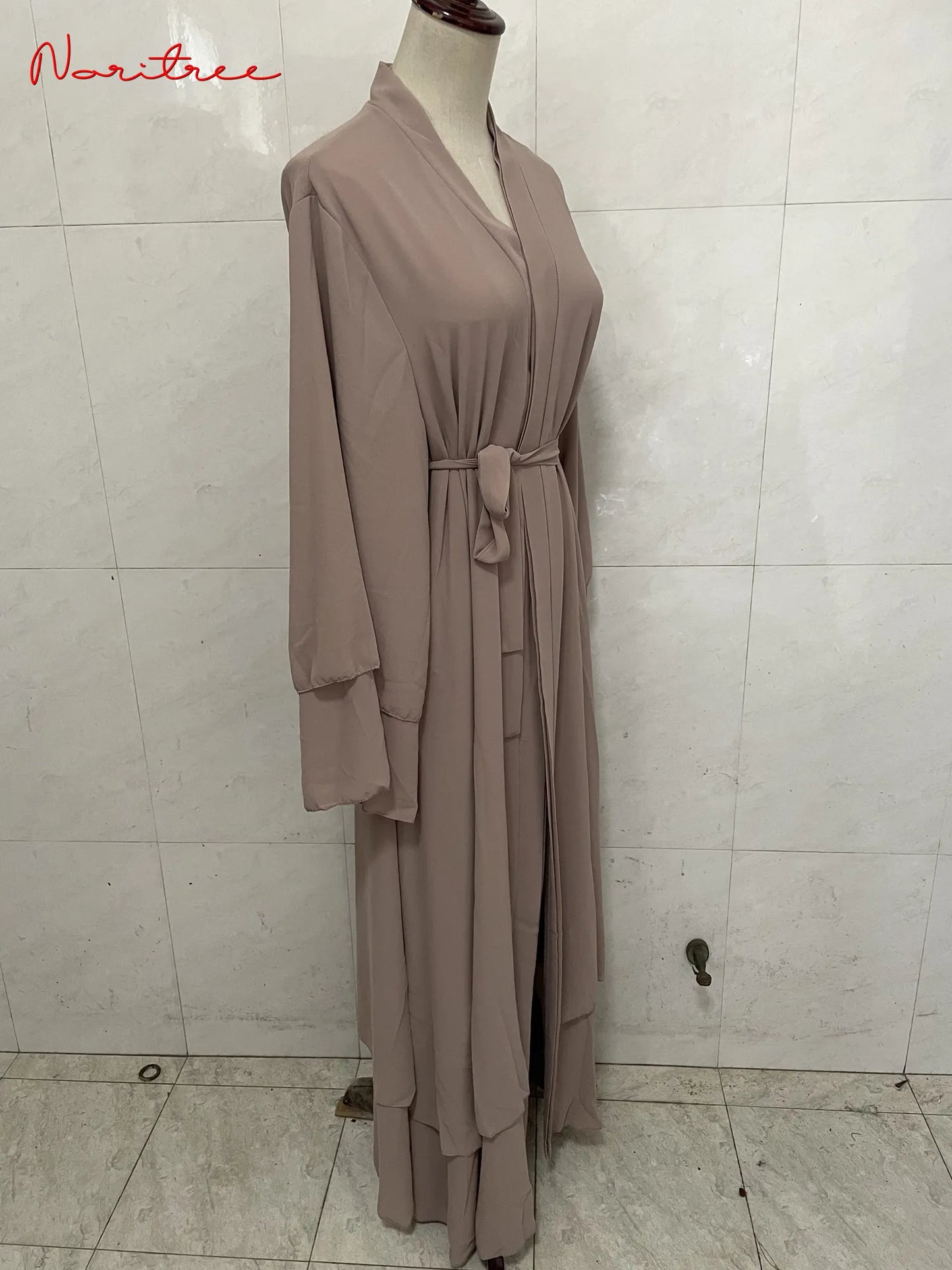 Chiffon Abaya Casual With Belt NO Scarf