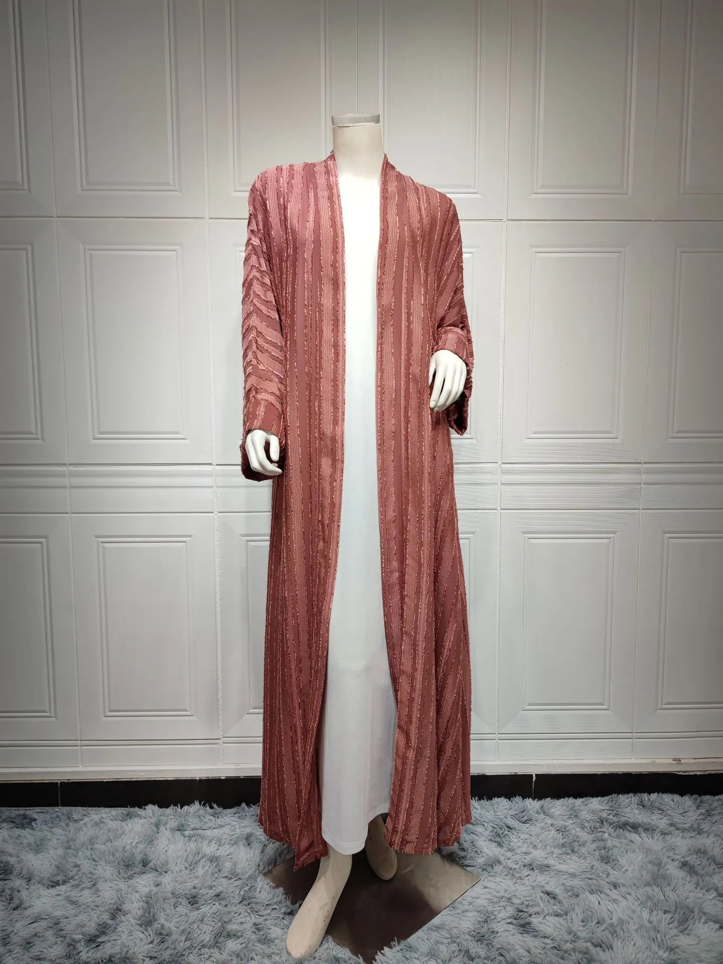 Light Abaya Solid Striped Retro Middle Eastern Saudi Style