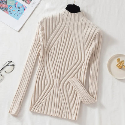 Knitted Pullover Short Turtleneck Slim Chic Long Sleeve Sweaters