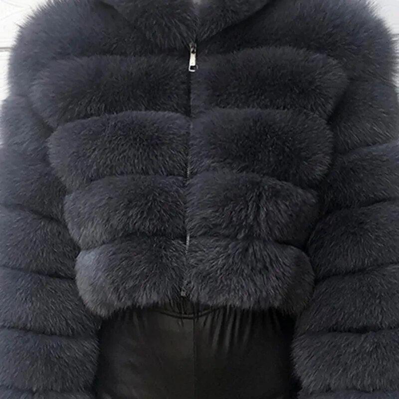 Fox Fur Jacket Short Style Clothing Full Length Sleeve Coat