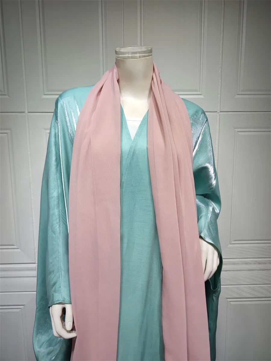 Stunning Modest Moroccan Style Casual Open Abaya Silk Satin