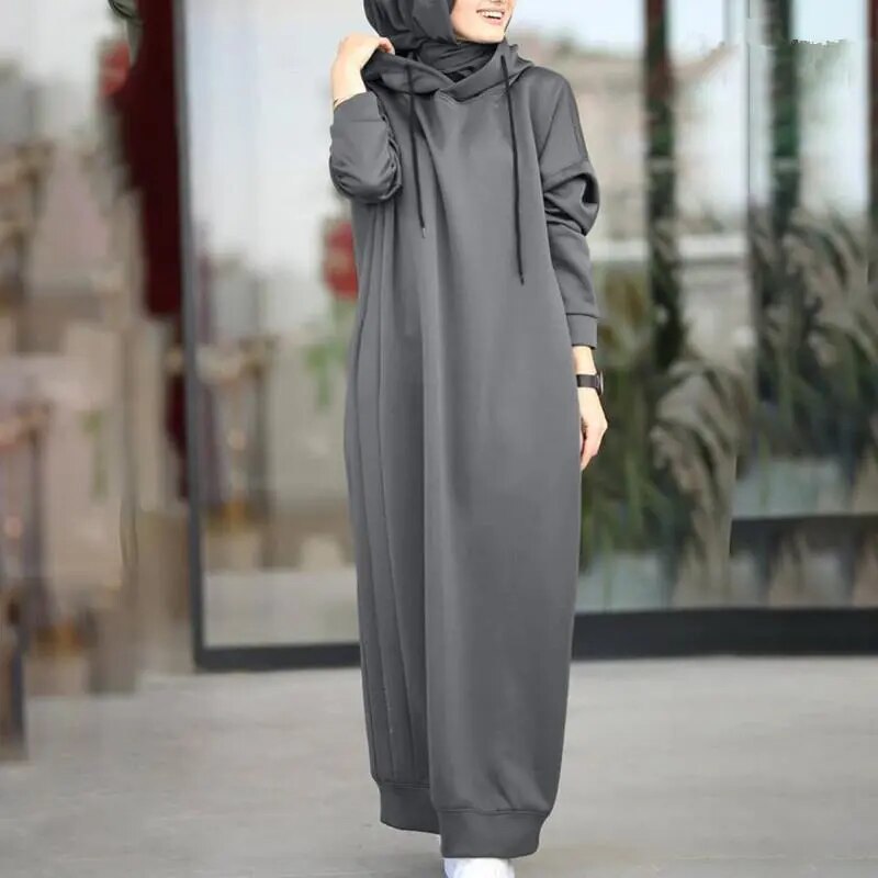 One Piece Hooded Hijab Abaya Loose Long Sleeve Kaftan Turkish Style