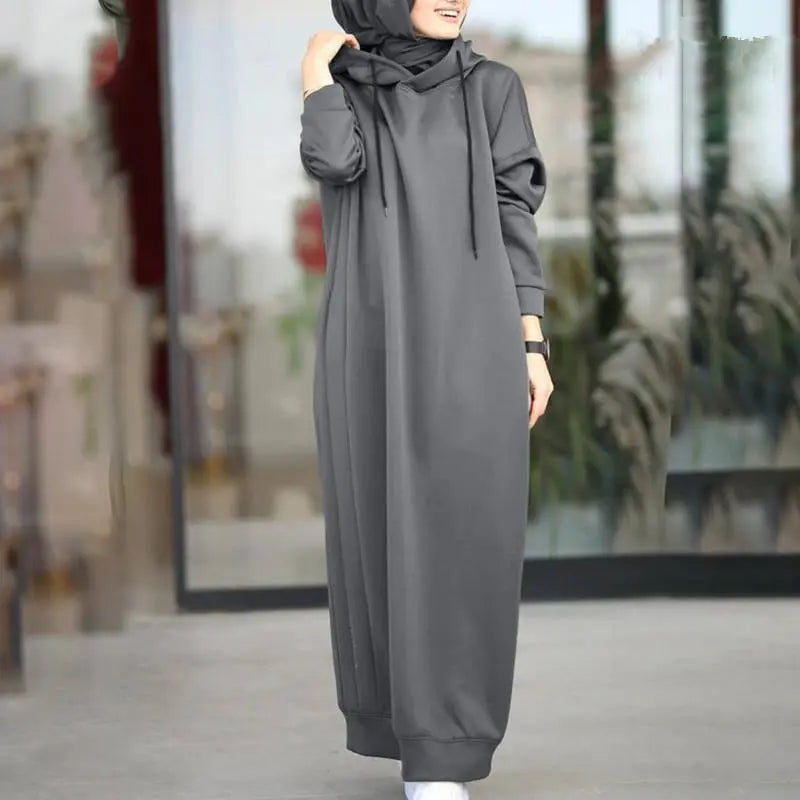 One Piece Hooded Hijab Abaya Loose Long Sleeve