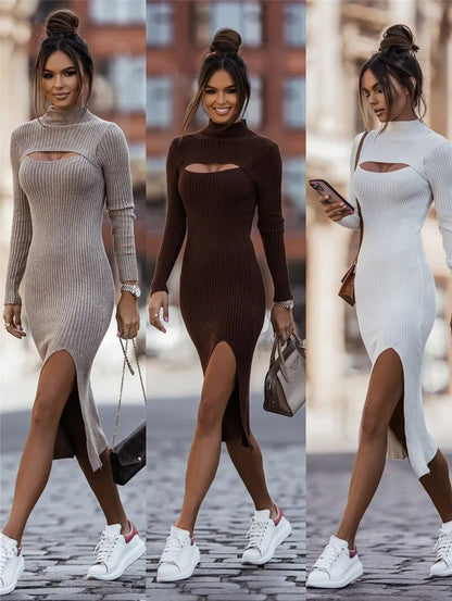 Knitted Long Pullover Bodycon Slim Long Sleeve Dress