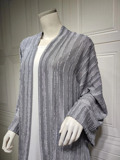 Light Abaya Solid Striped Retro Middle Eastern Saudi Style