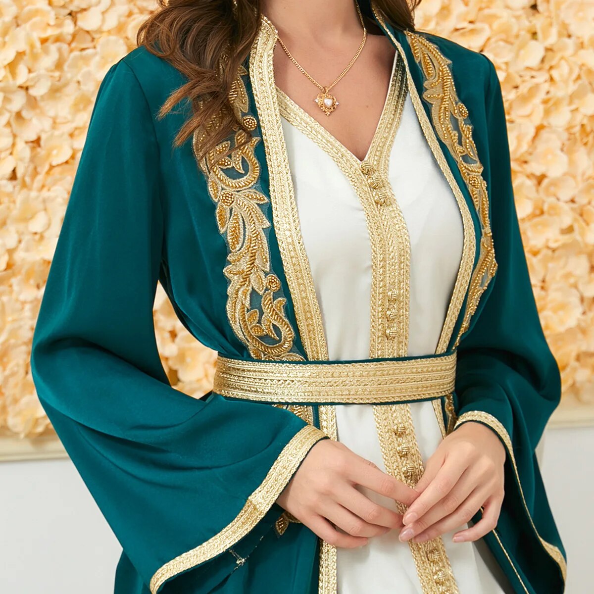 Two Piece Abaya With Long Dress Moroccan Caftan Djlabiya