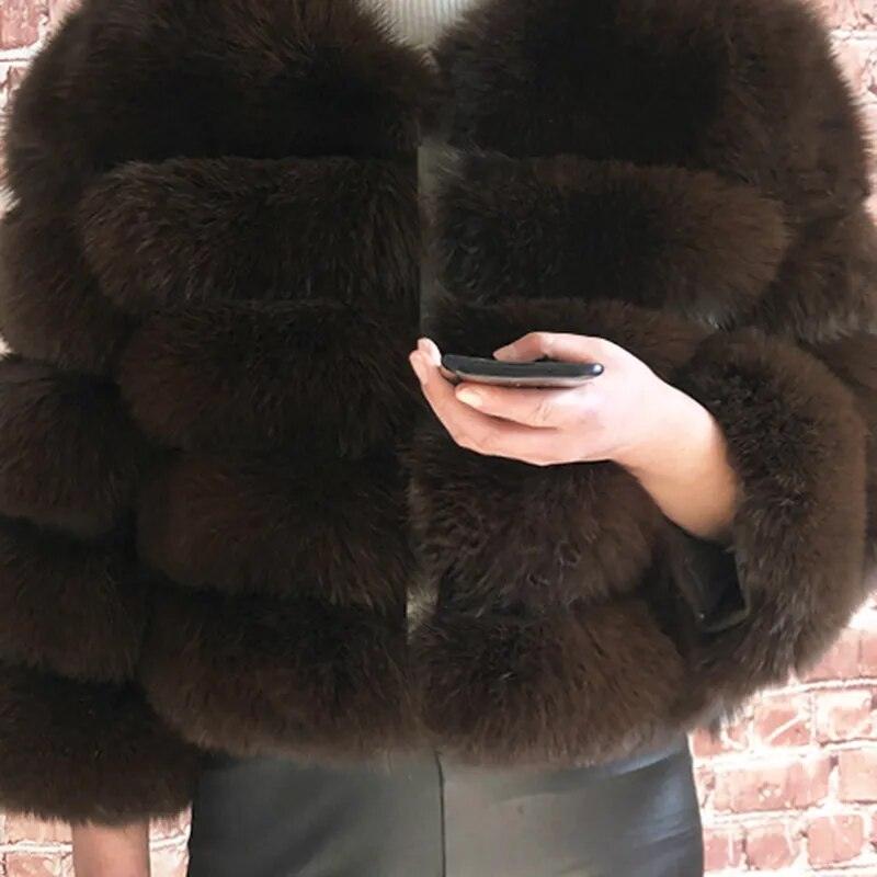 Fox Fur Jacket Short Style Clothing Full Length Sleeve Coat