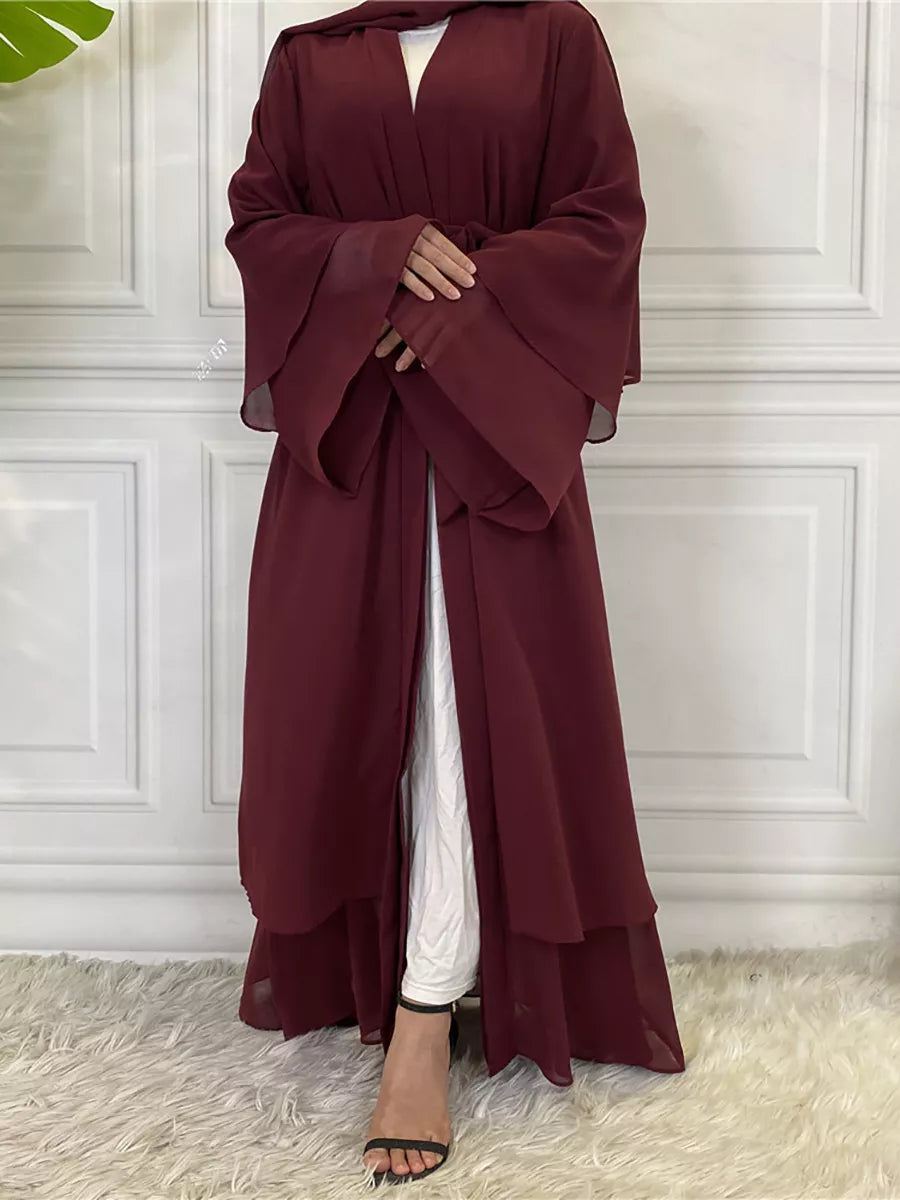 Chiffon Abaya Casual With Belt and Scarf