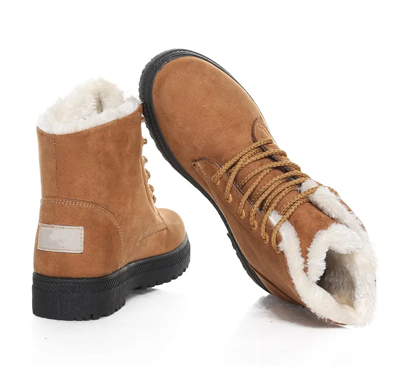 Winter Fur Low Heel Snow Ankle Boots