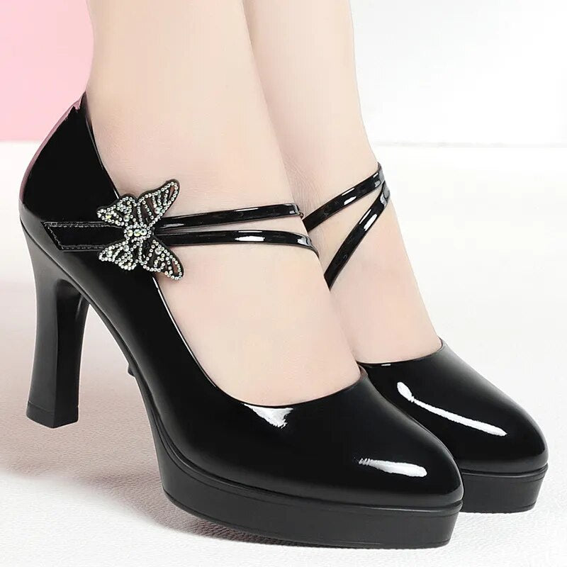 High-heeled Leather Catwalk Shoes