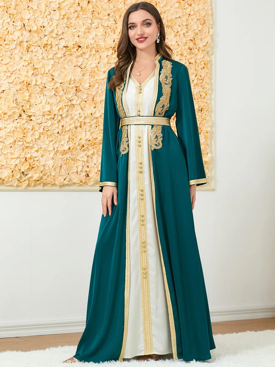 Two Piece Abaya With Long Dress Moroccan Caftan Djlabiya