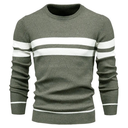 Men's Sweater O-neck Patchwork Long Sleeve Warm Slim Fit Casual