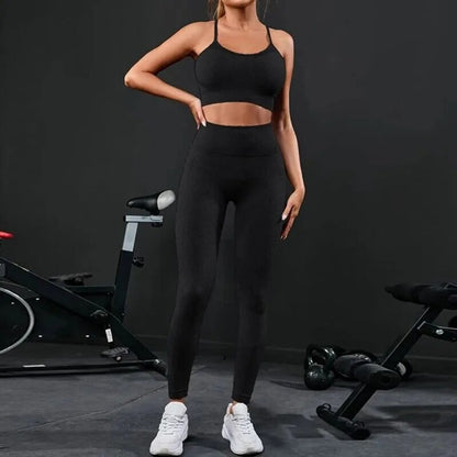 2 Pieces Seamless Yoga Set Sportswear Gym High Waist Leggings