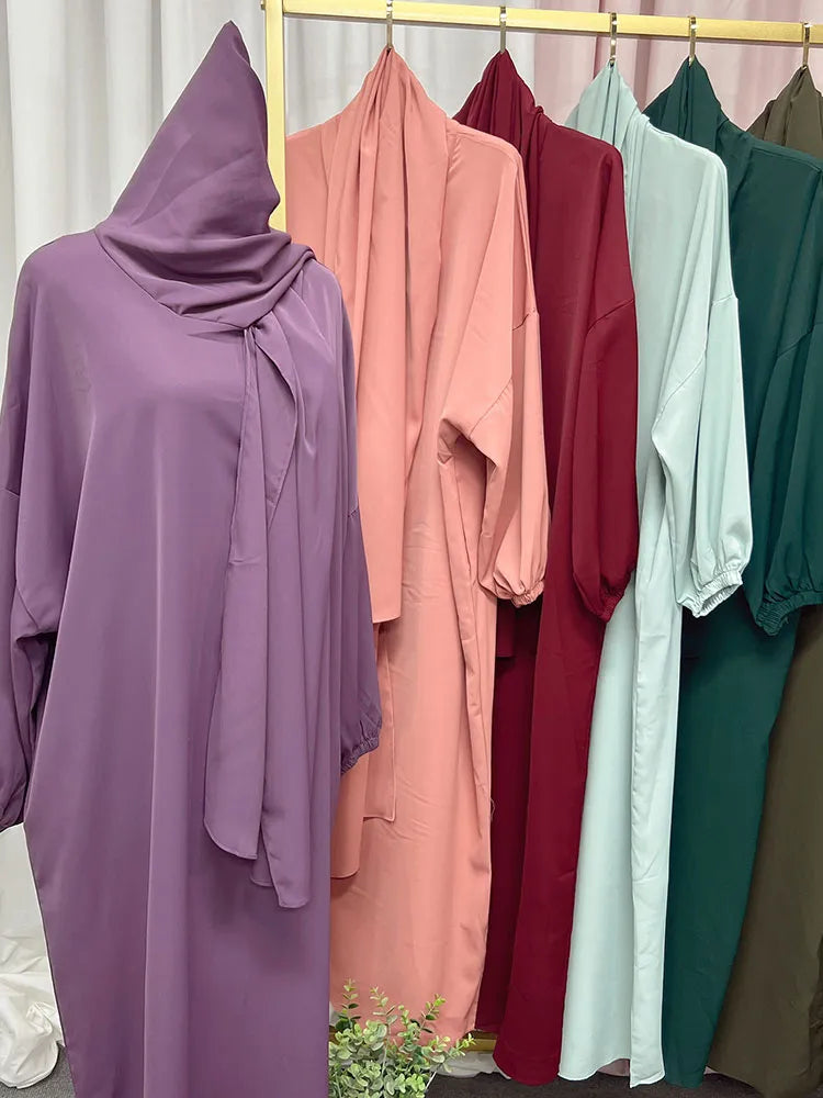 Simple Hooded Abaya Jilbab One Piece Modest Abayas