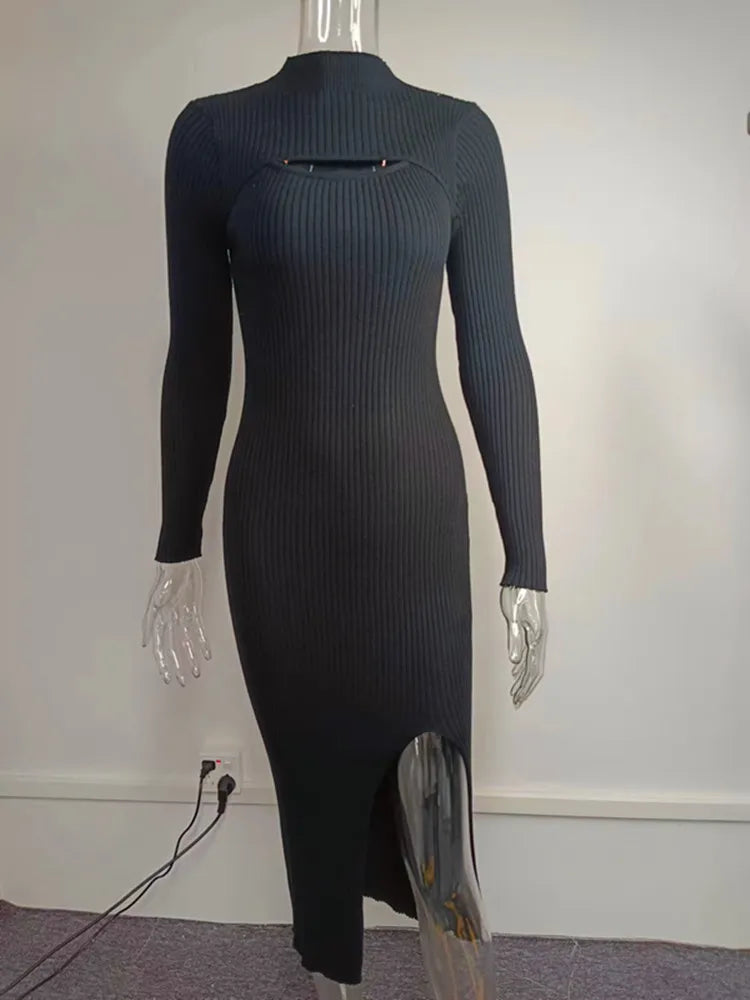 Knitted Long Pullover Bodycon Slim Long Sleeve Dress