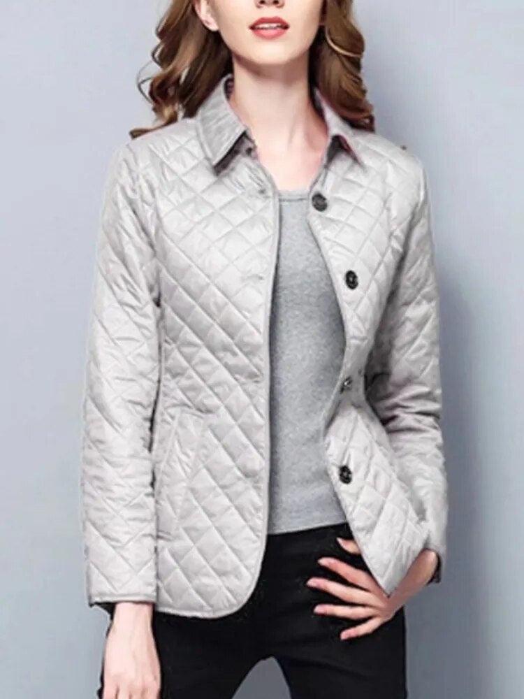 Warm Thin Temperament Commuting Coats for Women Single-breasted Slim Fit