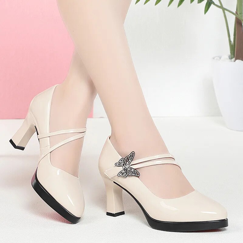 High-heeled Leather Catwalk Shoes