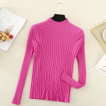 Knitted Pullover Short Turtleneck Slim Chic Long Sleeve Sweaters