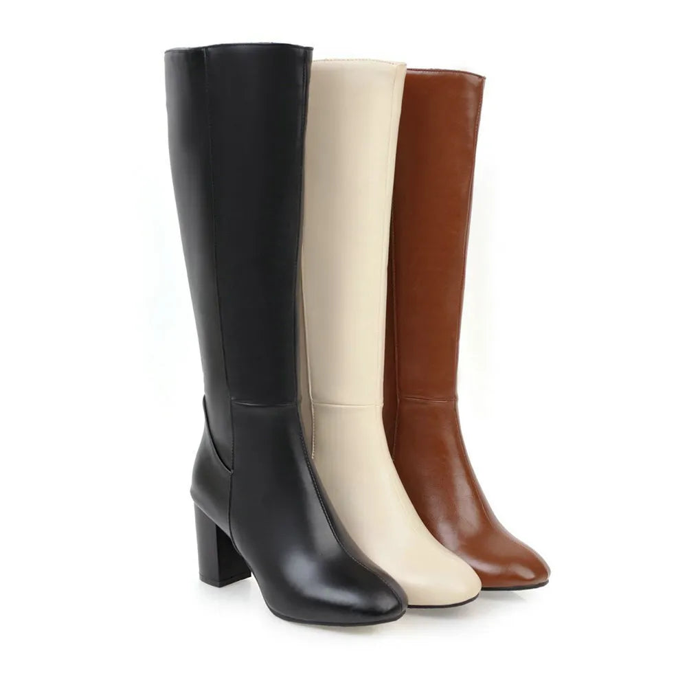 Cowgirl High Knee Zipper Boots