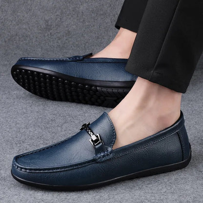 Soft Leather Loafers For Men Easy Slip On Flat Casual Shoes