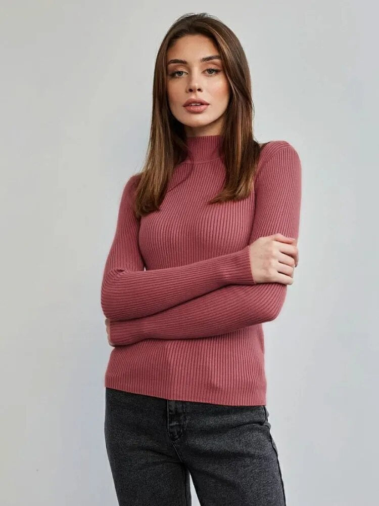 Short Turtleneck Sweaters Slim Pullover Knitted Soft Warm