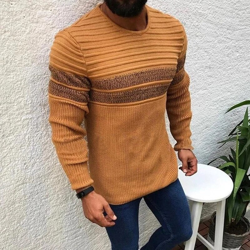 Men Striped Slim Fit Knitted Sweater