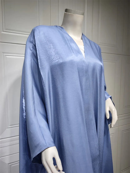 Stunning Modest Moroccan Style Casual Open Abaya Silk Satin