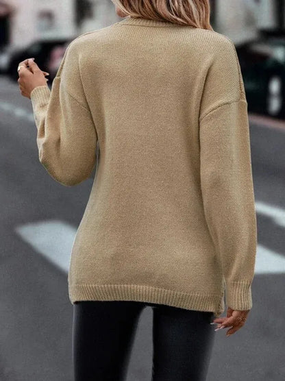 V-neck Knitted Off Shoulder Pullovers Warm Cross Sweater