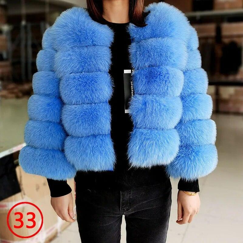 Real Fox Fur Coat Women Winter Warm Luxury Fur Jacket Plus