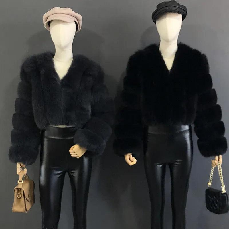 Fox Fur Jacket Short Style Clothing Full Length Sleeve Coat