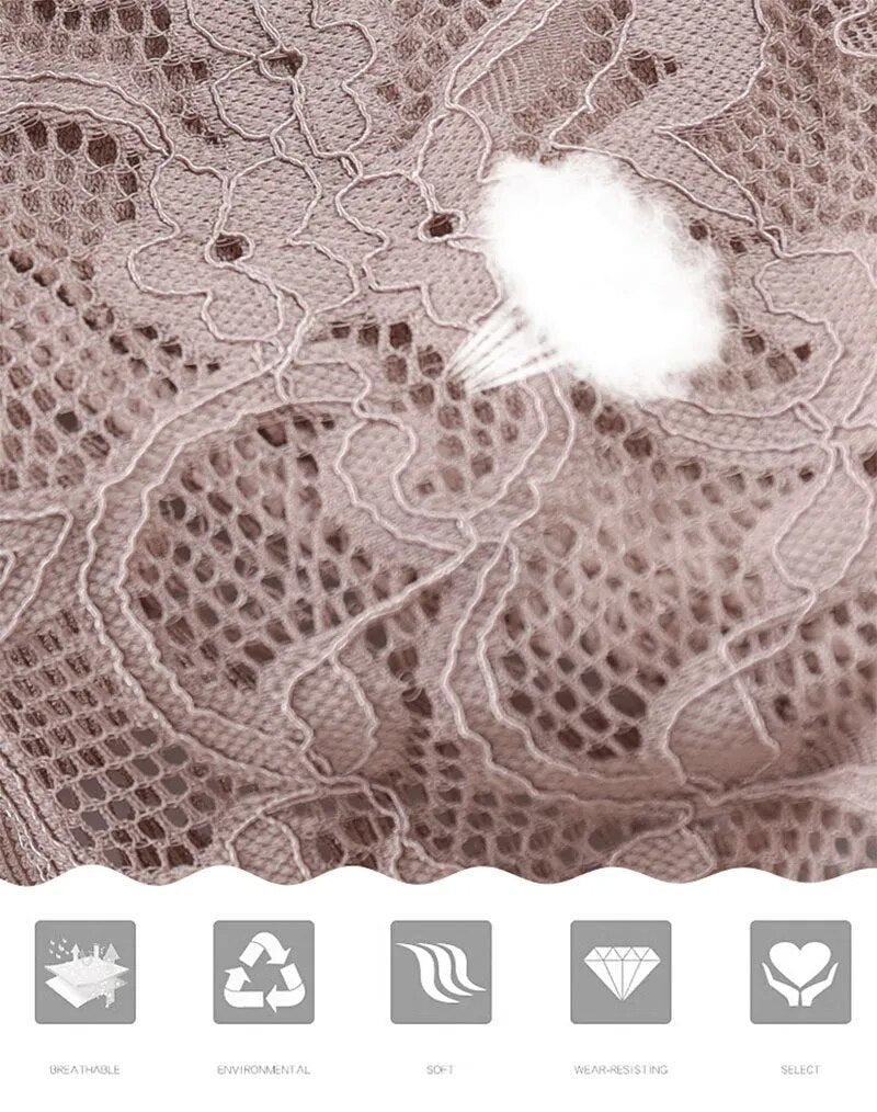 Seamless Wire Free Push Up Lace Bra With Pads