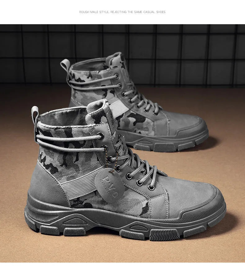 Retro Camo Casual Tough Ankle Boots Men & Women Styles Available