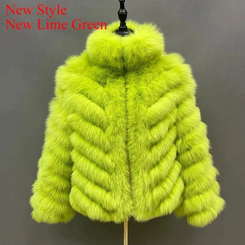 Fox Fur Coat for Women Cardigan Reversible Jacket Bubble Natural Fur