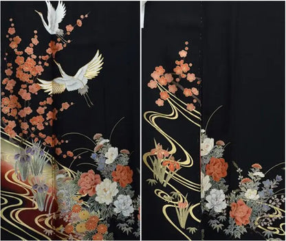 Furisode Kimono Young Long Sleeves Dress Vintage