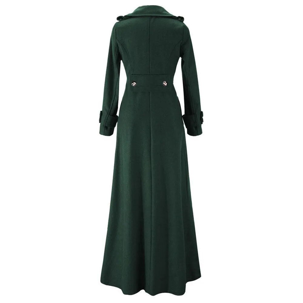 Long Wool Coat Winter Slim Elegant One Button Windbreaker