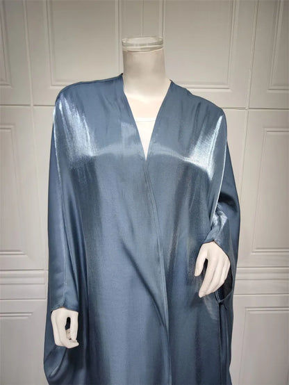 Stunning Modest Moroccan Style Casual Open Abaya Silk Satin