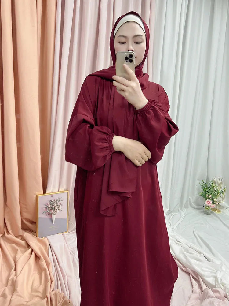 Simple Hooded Abaya Jilbab One Piece Modest Abayas