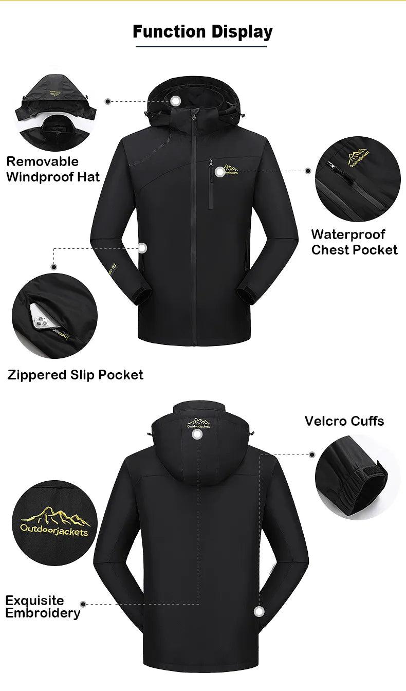 Hiking Jacket Waterproof Camping Trekking Climbing Windbreaker Outdoor Softshell Rain Coat