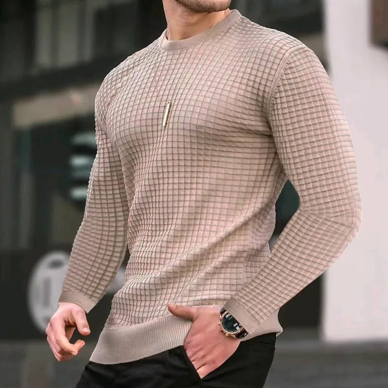 Men's Cotton Casual Long sleeve Slim Fit Knitted Sweater O-Neck