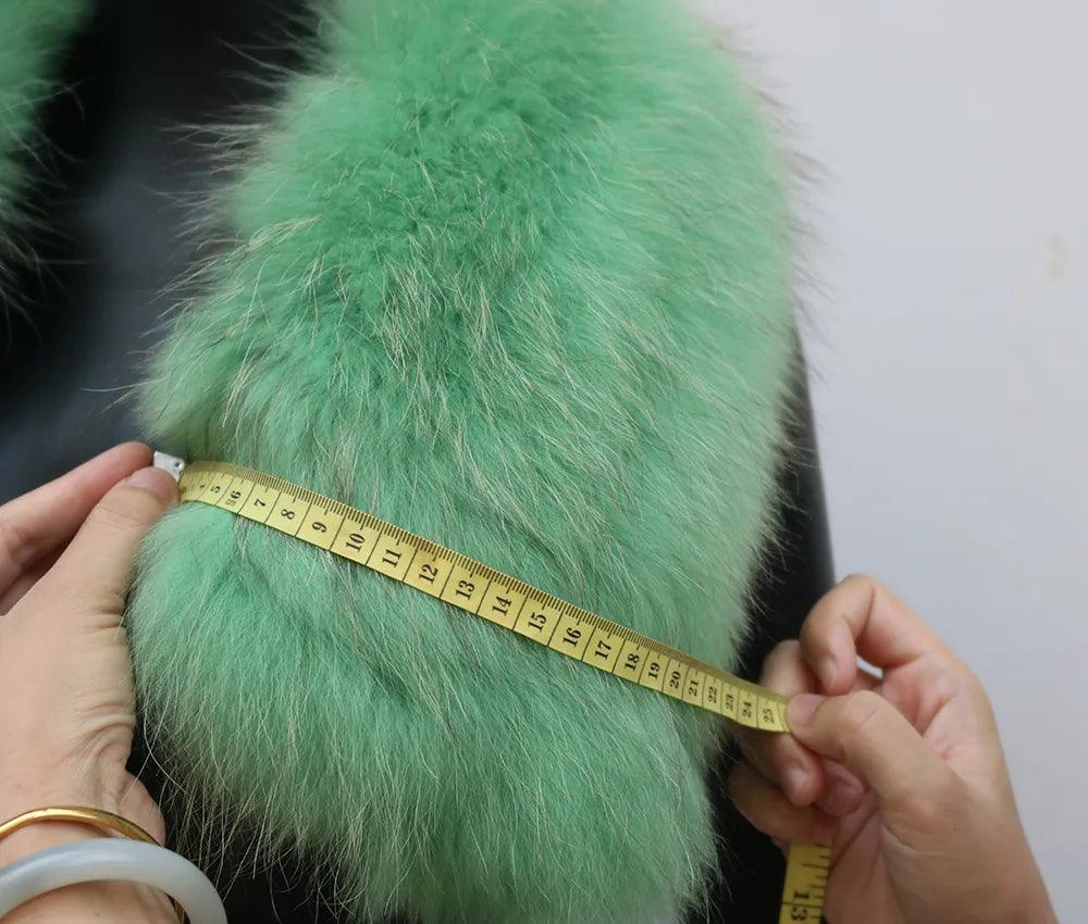 Real Raccoon Fur Collar Short Female Parkas Thick Warm Down Coat